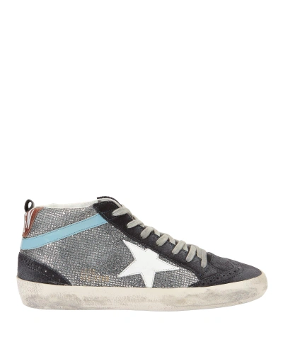 Shop Golden Goose Mid Star Silver Glitter Suede Sneakers