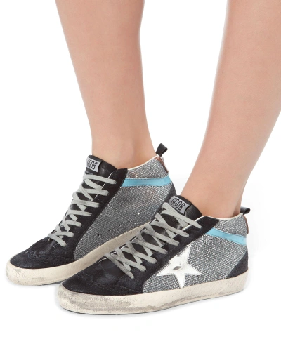 Shop Golden Goose Mid Star Silver Glitter Suede Sneakers