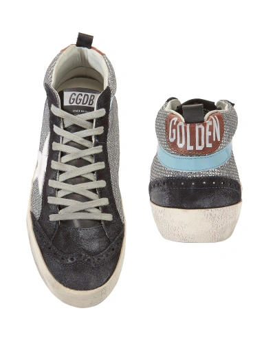 Shop Golden Goose Mid Star Silver Glitter Suede Sneakers