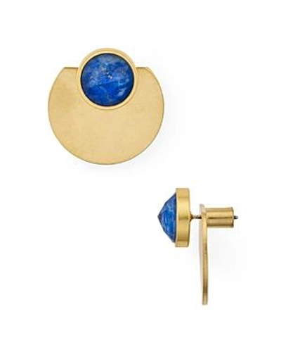 Shop Kate Spade New York Disc Ear Jackets In Gold/blue