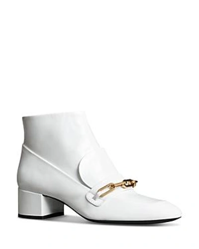 Shop Burberry Women's Chettle Leather Booties In Optic White