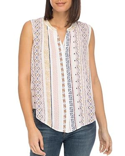 Shop B Collection By Bobeau Fiona Sleeveless Printed Top In Ivory Geo Print