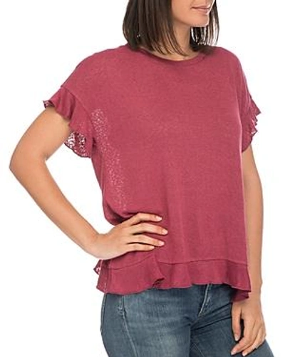 Shop B Collection By Bobeau Abella Ruffle-trim Tee In Berry