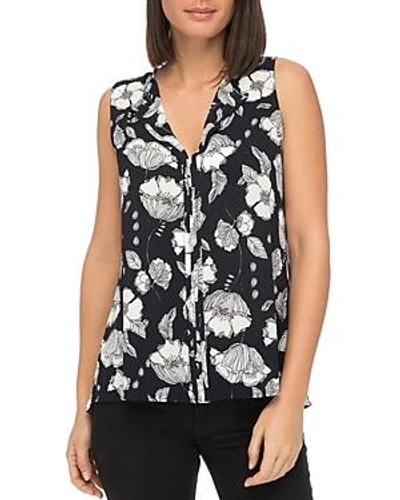 Shop B Collection By Bobeau Lily Floral-print Sleeveless Top In Blue Stencil