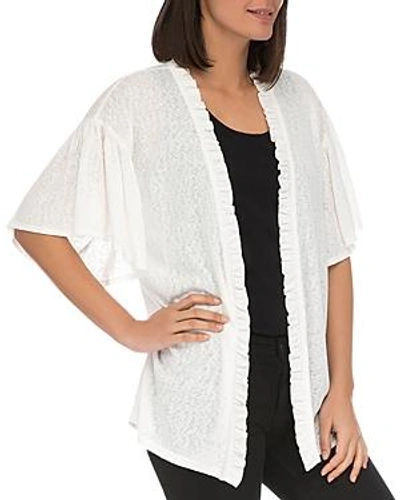 Shop B Collection By Bobeau Marianne Ruffle-trim Open Cardigan In Ivory