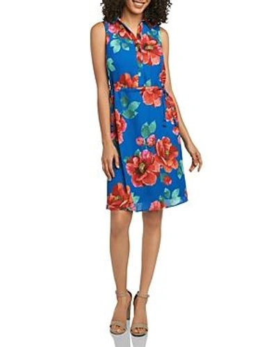 Shop Foxcroft Floral-print Drawstring Shirt Dress In Multi