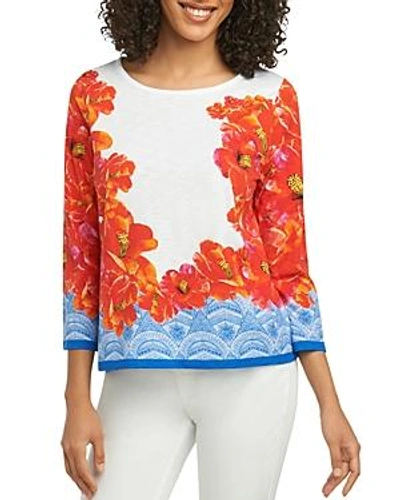 Shop Foxcroft Hibiscus-print Knit Top In Multi
