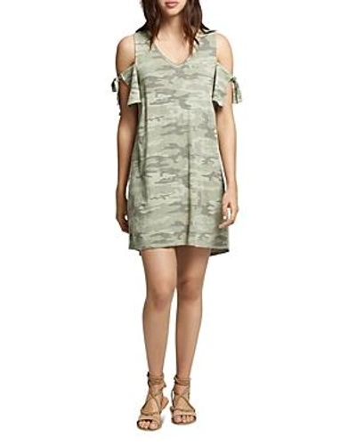 Shop Sanctuary Lakeside Camouflage Cold-shoulder Tee Dress In Cadet Camo