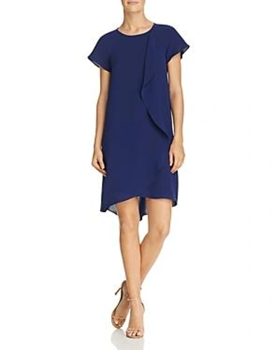 Shop Adrianna Papell Draped Overlay Dress In Ocean Blue