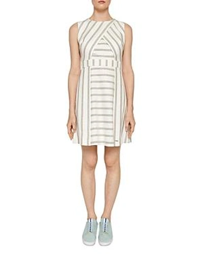 Shop Ted Baker Colour By Numbers Tee Striped Dress In Ivory