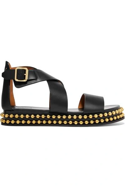 Shop Chloé Sawyer Studded Leather Platform Sandals In Black