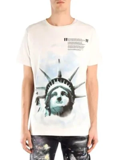 Shop Off-white Liberty Short-sleeve Cotton Slim Tee In White