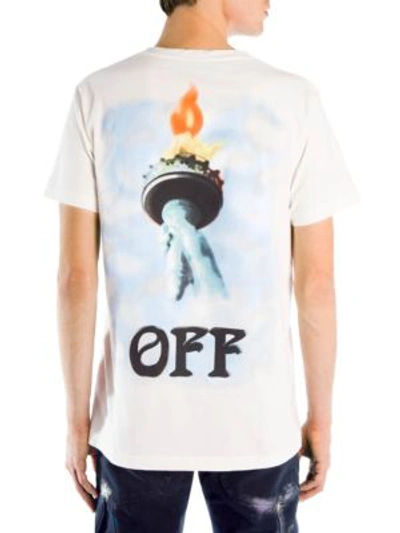Shop Off-white Liberty Short-sleeve Cotton Slim Tee In White