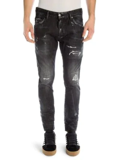Shop Dsquared2 Skater Distressed Skinny Jeans In Black