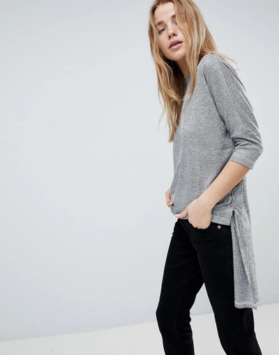 Shop Girls On Film Step Hem Sweater With Tie Sides - Silver