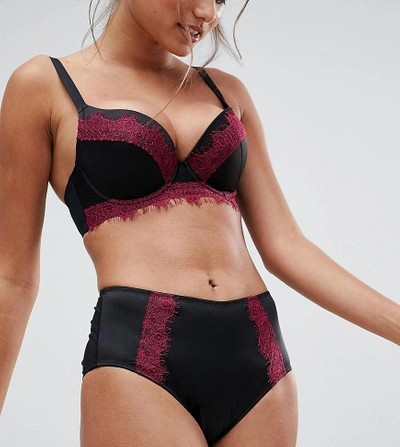 Shop Wolf & Whistle Wine Lace High Waist Brief-red