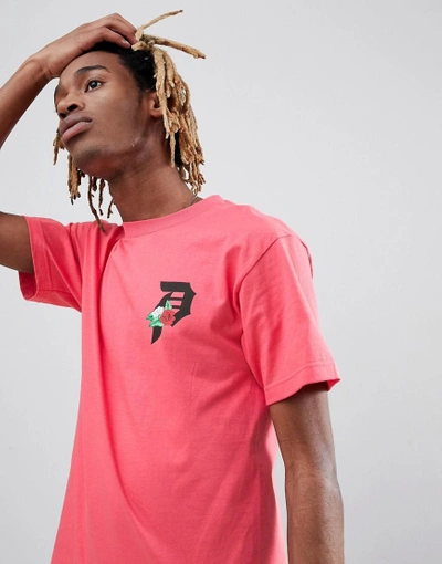 Shop Primitive T-shirt With Rose Logo Back Print In Pink - Pink