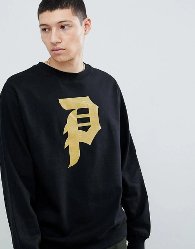 Shop Primitive Sweatshirt With Large Logo In Black - Black