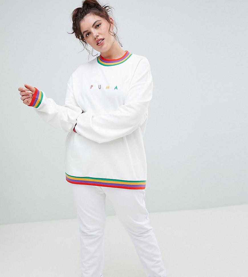 puma exclusive oversized organic cotton rainbow sweatshirt in black