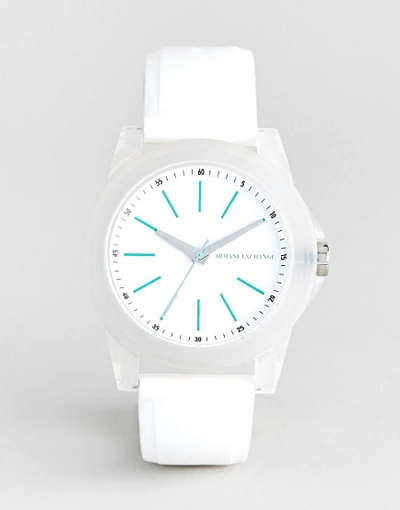 Shop Armani Exchange Ax4359 Banks Watch With Silicone Strap - White