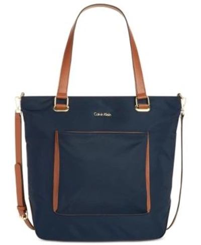 Shop Calvin Klein Collaboration Large Nylon Tote In Navy
