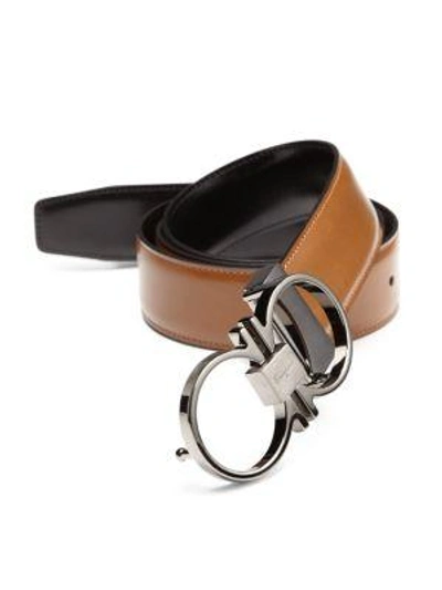 Shop Ferragamo Adjustable & Reversible Double Gancini Leather Belt In Light Tan
