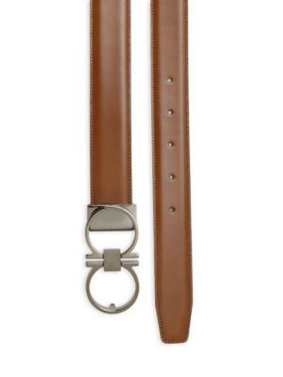 Shop Ferragamo Adjustable & Reversible Double Gancini Leather Belt In Light Tan