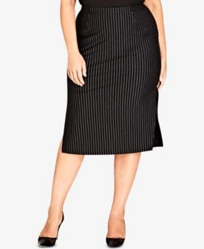 Shop City Chic Trendy Plus Size Pinstriped Bodycon Skirt In Pin Stripe