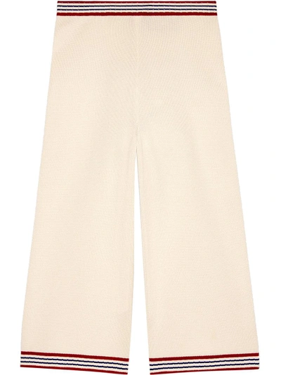 Shop Gucci Silk Cotton Pant With Stripes - White
