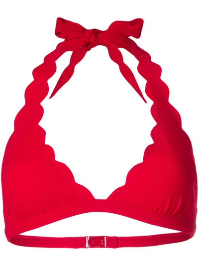 Shop Marysia Scalloped Triangle Bikini Top - Red