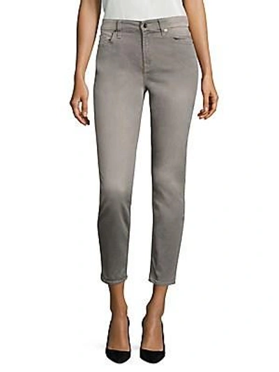 Shop 7 For All Mankind Sateen Cropped Skinny Pants In Sateen Grey
