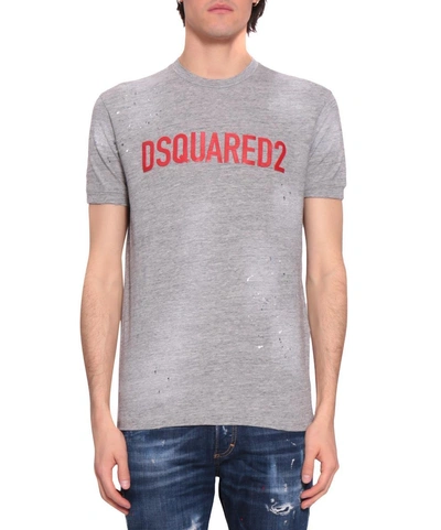 Shop Dsquared2 Logo Cotton T-shirt In Grigio