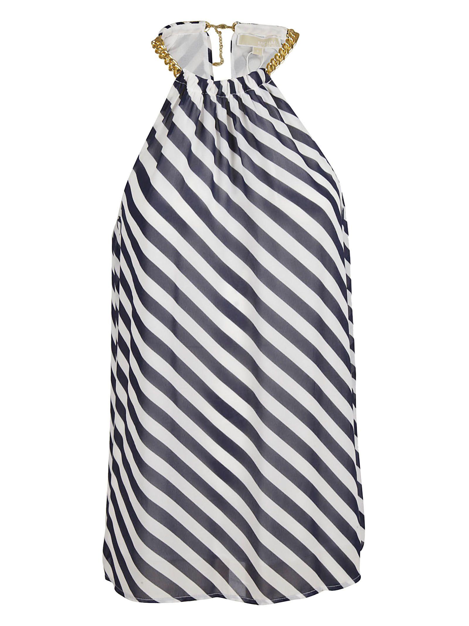michael kors blue and white striped dress