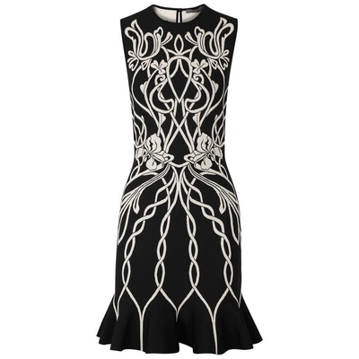 Shop Alexander Mcqueen Art Nouveau Jacquard-knit Dress In Black