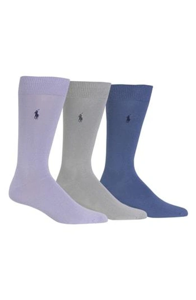 Shop Polo Ralph Lauren Assorted 3-pack Supersoft Socks In Lavender/ Grey/ Navy