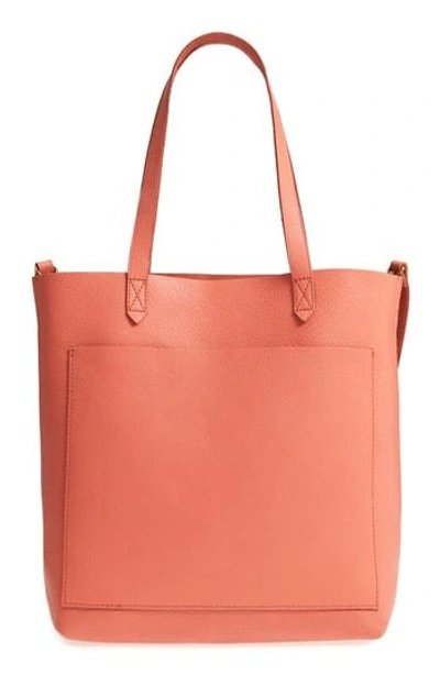 Shop Madewell Medium Leather Transport Tote - Pink In Spiced Rose