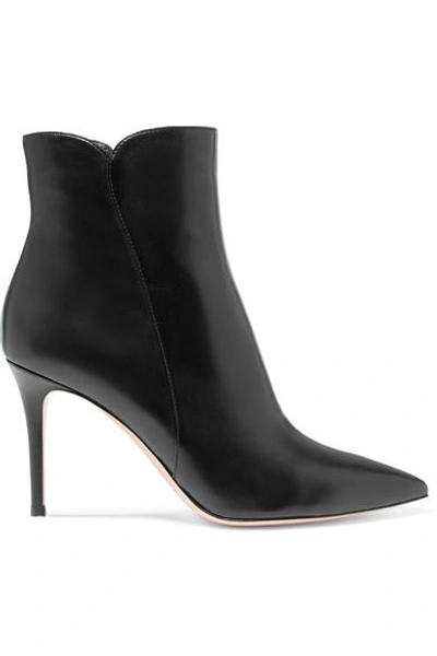 Shop Gianvito Rossi Levy 85 Leather Ankle Boots In Black