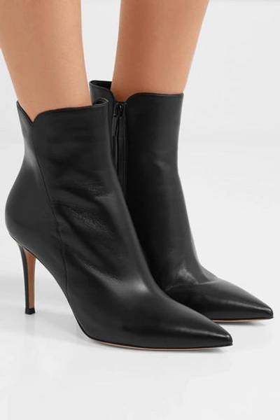 Shop Gianvito Rossi Levy 85 Leather Ankle Boots In Black