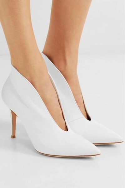 Shop Gianvito Rossi Vania 85 Leather Ankle Boots In White