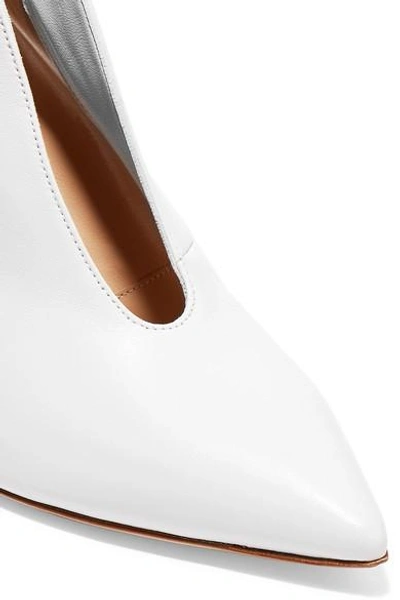 Shop Gianvito Rossi Vania 85 Leather Ankle Boots In White