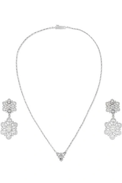 Shop Buccellati 18-karat White Gold Diamond Earring And Necklace Set