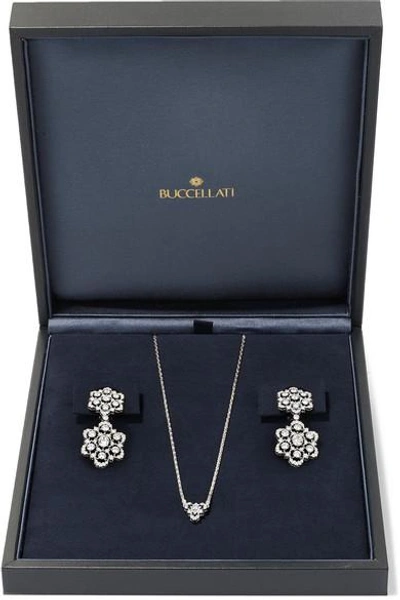 Shop Buccellati 18-karat White Gold Diamond Earring And Necklace Set