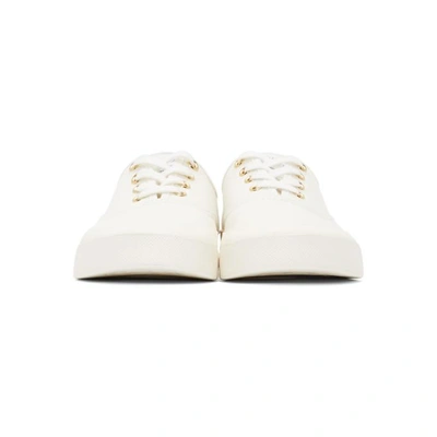 Shop Maison Kitsuné Maison Kitsune White Laced Sneakers