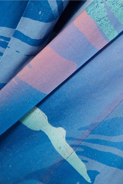 Shop Double Rainbouu Printed Cotton-voile Kimono In Blue