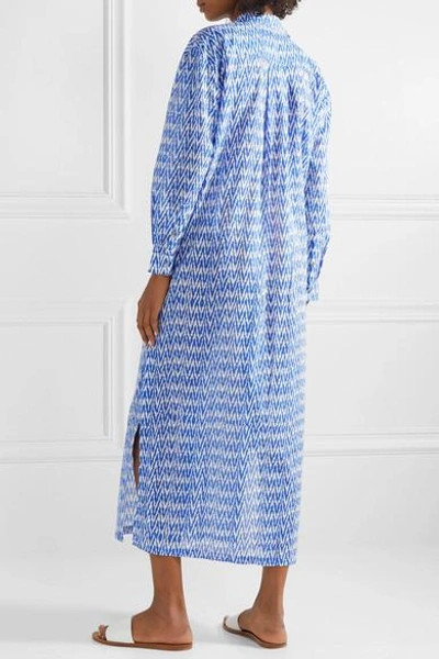 Shop Double Rainbouu Printed Cotton-voile Maxi Dress In Blue
