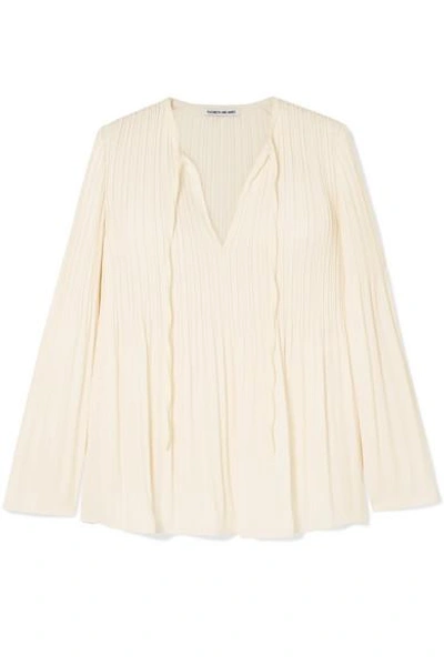 Shop Elizabeth And James Jade Pleated Crepe De Chine Blouse In White