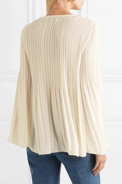 Shop Elizabeth And James Jade Pleated Crepe De Chine Blouse In White