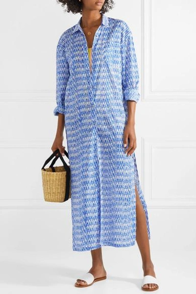 Shop Double Rainbouu Printed Cotton-voile Maxi Dress In Blue