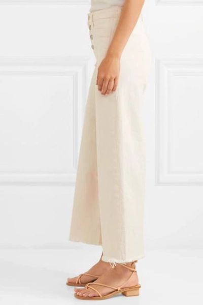 Shop Elizabeth And James Carmine Mid-rise Wide-leg Jeans In Cream