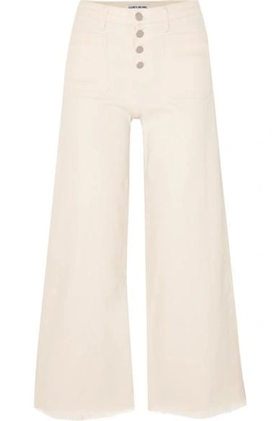 Shop Elizabeth And James Carmine Mid-rise Wide-leg Jeans In Cream